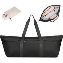 Bolsa para tapete de yoga con compartimento para zapatos y bolsillo húmedo, bolsa de gimnasio para pilates para mujeres y hombres con correa para sujetar el tapete de yoga, accesorios para entrenamiento - Negro - Ver 1