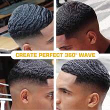 GOIPLE 9pcs 360 Wave Grooming Kit – Wave Shampoo (Hair Strengthening & Moisture Locking), 360 Wave Control Pomade (Long-Lasting Hold), Silky Durags, Anti-Slip Wave Brushes & Comb, For Wave Enhancing & 360 Wave Defining, Daily Grooming For Men With Curly To Extremely Curly Hair - 黑色10件 - 查看 10