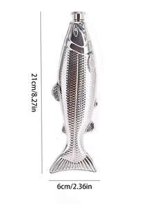 1pc Stainless Steel Fish Shaped Hip Flask, Unique Design Portable Alcohol Bottle For Camping & Outdoor