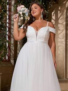 Plus Size Damska Lekka Suknia Ślubna, Suknia Wieczorowa Z Odsłoniętymi Ramionami, Na Formalne Wydarzenie, Przyjęcie, Pierwszy Taniec, Kolacja