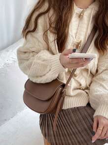Nuevo bolso bandolera cruzado de estilo silla de montar de color contrastante, bolso pequeño vintage versátil para debajo del brazo