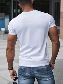1pcs Graphic  Casual Men Plus Size TShirts Vintage Inspired Tee 100% Cotton For Everyday Wear, Soft And Comfortable Fabric For Summer, Relaxed Fit Style - White - View 3