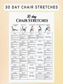 30-Day Chair Yoga Workout Poster Paper Exercise Guide Plan 8*10 Inches Frameless Fitness Tracker, Gym - Multicolor - View 5