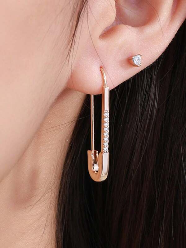 1 Pair, Versatile Summer Earrings, Fashion European-American Stylish Paperclip Shape Pendant Earrings, High-End Korean Women Earrings, Suitable For Women's Daily And Beach Resort Wear