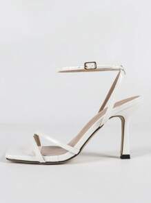 Women's Sexy Celebrity Style High Heel Sandals, 9cm Heel Height, Peep Toe, Ankle Strap, Lace Up, White, Spring/Summer, Party/Wedding, Elegant (Stone Textured Asymmetric Pattern)