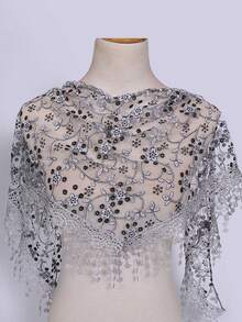 1 chiếc khăn choàng cổ tam giác thêu ren màu trơn cho nữ, khăn choàng đầu hoa hồng rỗng, khăn choàng voan tua rua đa năng, phong cách Bohemian phù hợp để mặc hàng ngày trong mọi mùa - khăn tam giác - Xem 37