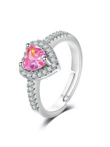 1pc Fashionable, Minimalist, Delicate, Elegant & Unique Ins-Style Heart Shaped Rhinestone Engagement/Wedding Ring, Suitable For Everyday Wear And As A Gift For Girlfriend/Wife On Valentine's Day