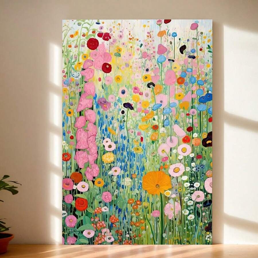 Canvas Art Poster  Gustav Klimt Flower Garden Spring Wall Art Print Poster Framed Art Gift - Framed - View 1