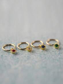 1PC 925 Sterling Silver Tiny Hoop Earring CZ Nose Ring For Women Body Jewelry Ear Bone Nail Ear Piercing Niche Design Ear Hook Jewelry