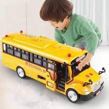 قطعة واحدة لعبة حافلة مدرسية كبيرة الحجم، محاكاة الصوت والضوء لموديل حافلة المركبات في المدينة للأطفال, للأولاد
