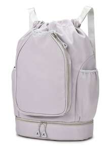 1 pieza Mochila deportiva con separación de húmedo y seco, cierre de cordón, material de nailon, adecuada para natación, playa, vacaciones de verano, puede contener baloncesto, raqueta de bádminton, etc.