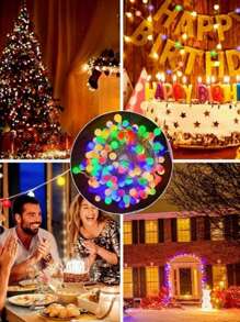1pc, 1.5m/10LED, 3m/20LED, 6m/40LED, 10m/80LED Fairy String Lights Suitable For Bedroom, Tent, Wedding Party, Christmas, Balcony, Valentine's Day Decoration