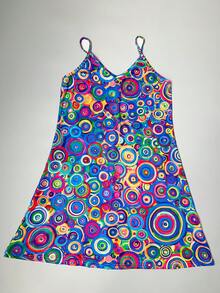 Women's V-Neck Printed Mini Dress - Sexy Beach Dress, Flowy Summer Party Dress, Casual Summer Outfit, Lightweight Summer Dress, Everyday Holiday Wear - Blue - View 5