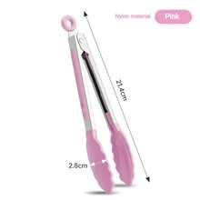 Clip de comida de acero inoxidable de nailon resistente a altas temperaturas, utensilio de cocina para barbacoa al aire libre, 1 unidad - Rosa de 7 pulgadas - Ver 9