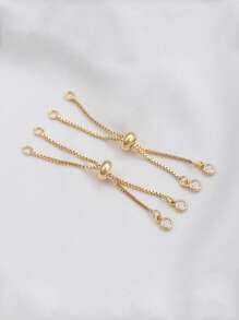 1 Set Copper Inlaid Zirconia & Silicone Beads Adjustable Extender Chain, DIY Bracelet/Necklace Jewelry Making Supplies