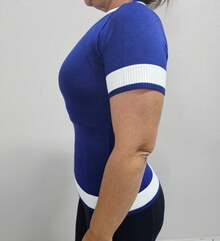 Women's Knitted Sleeve Blouse | Knitted Blouse | Summer Blouse | Short Sleeve Elastane Blouse - 寶藍色 - 查看 5