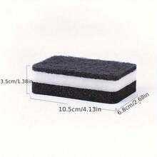 10pcs Dishwashing Sponge, Black And White Double-Sided Thick Sponge, Kitchen Cleaning, Dishwashing Cloth, Pot Cleaning Magic Wet Wipes, Kitchen, Bathroom, Home, Household Items