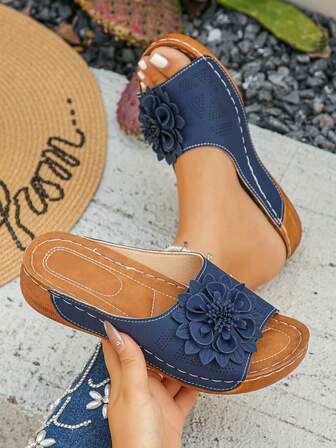 Sandalias de plataforma para mujer, sandalias tipo zueco retro con cuña, chanclas de verano al estilo de UE/EE. UU., marrón