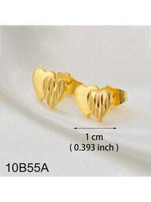 1 par de aretes con diseño de flor en forma de corazón y mariposa de tamaño pequeño para mujeres, color dorado, joyería de África, mundo árabe y Oriente Medio - Amarillo Oro - Ver 16