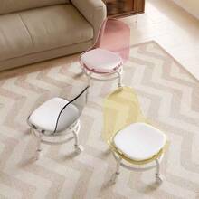 1pc Swivel Stool, Minimalist & Fashionable Backrest Lumbar Support Acrylic Low Stool, Small Chair - Multicolor - View 4