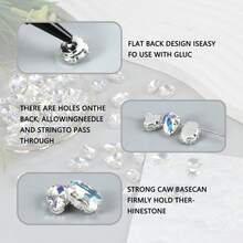 50 viên/gói đá đính trang trí màu vàng, nhiều hình dạng khác nhau, đính bằng kim loại hoặc thủy tinh, dùng để may vá. - Đáy bạc ánh trăng - Xem 9