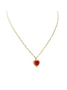 1pc CZ Fully Studded Heart Pendant Necklace, Women Unique Minimalist Choker Necklace
