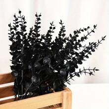 10 piezas/24 piezas/36 piezas Flores artificiales de estilo gótico oscuro con eucalipto negro - Decoración del hogar de plástico para el Día de Acción de Gracias, sin mantenimiento, para arreglos DIY de otoño, Halloween y decoraciones de temporada de miedo, decoraciones de otoño para el hogar, centro de mesa estacional, estética vintage, decoración de alta calidad, follaje decorativo, decoradores navideños, decoración de Halloween, decoración de habitación, plantas falsas