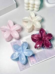 Set da 6/4/3/2 fermagli per capelli in acrilico con fiore grande a gradiente, accessori per capelli eleganti e sofisticati per chignon, mezze pettinature, fermagli per capelli con motivo in marmo retrò adatti per spiaggia, viaggi, outfit casual