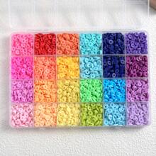 4200 piezas de cuentas de arcilla para hacer pulseras, kit de 28 colores, cuentas redondas planas de arcilla polimérica tipo espaciador "heishi" para la fabricación de joyas, para niñas