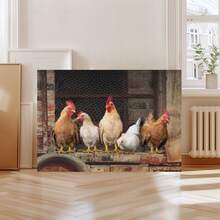 Arte de pared enmarcado de pollo de granja, decoración rústica con gallinas - Enmarcado - Ver 5