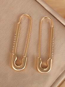 1 Pair, Versatile Summer Earrings, Fashion European-American Stylish Paperclip Shape Pendant Earrings, High-End Korean Women Earrings, Suitable For Women's Daily And Beach Resort Wear