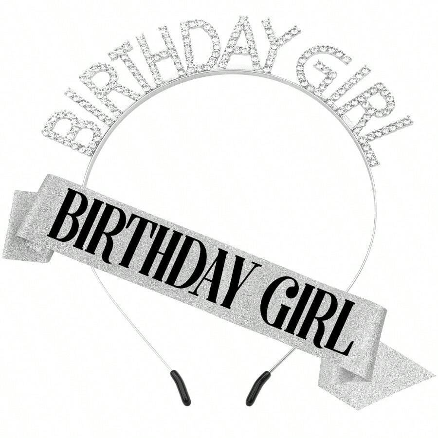 1 套生日腰带和头带，派对配饰，生日头带和腰带，适合生日派对，女士发饰配饰