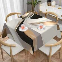 1 / 20 piezas Mantel moderno de lujo, mantel con diseño de rayas de múltiples colores, cubierta de mesa rectangular de poliéster, lavable a máquina, perfecto para decoración de primavera y verano, fiestas, cocina y uso al aire libre - regalo ideal para inauguración de casa y días festivos