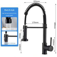 Black Kitchen Faucet, Kitchen Mixer Tap With 360° Swivel Sprayer, High Arch Sink, Retractable Sprayer, 2 Modes - màu đen - Xem 3