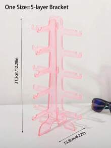 1pc Pink Glasses Storage Display Rack, Can Hold 5 Pairs Of Glasses,For Holiday Beach, Bathroom Collection, Bedroom Collection, Large Capacity,Makeup Bag,Travel Essential - Pink - View 6