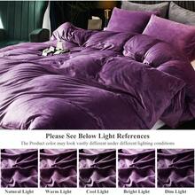 DIvellow Velvet Duvet Cover Queen Set Sage Green Comforter Cover 3Pcs Ultra Soft Cover Breathable Solid Luxury Flannel Velour Duvet Cover Zipper Closure Corner Tie - 紫色 - 查看 6