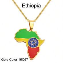 1 pieza Collares colgante de mapa de África Hip-Hop de 3CM, joyería de acero inoxidable de Argelia, Marruecos, Egipto, Túnez y - Multicolor - Ver 18