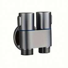 1pc 304 Stainless Steel Non-Slip Toilet Companion Angle Valve With 1 Inlet And 2 Outlets Flushing Device, Dual-Outlet Water Faucet Angle Valve - one-size - View 17