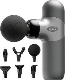 QianchuanMini Massage Gun, Percussion Muscle Massager Back Pain Relief, Compact Sports Travel Massage Gun With 6 Massage Heads 4 Speeds, Her, Home, Athletes - Silver - View 13