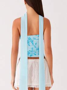 Women Y2K Sequin Tube Top With Neck Scarf Sparkly Floral Bandeau Cami Pearl Embellished Glitter Rhinestone Going Out Shirt - 藍色 - 查看 2