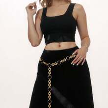 1 chiếc dây thắt lưng khoét rỗng gợn sóng thanh lịch, thắt lưng Maillard cổ điển với chi tiết hình tròn - Phụ kiện mùa hè thoáng khí cho nữ dự tiệc, quà tặng thường ngày và Giáng sinh, kiểu dáng corset cổ điển cho bạn bè vào mùa hè, mùa thu, mùa đông, Halloween - Vàng - Xem 5