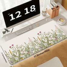 Large Vintage Floral Non-Slip Rubber Desk Mat - Cute Flowers Design Keyboard Pad For Office & Gaming, Soft Rubber Mousepad With Stylish Patterns For PC And Laptop Workspace, Computer Desk Mat