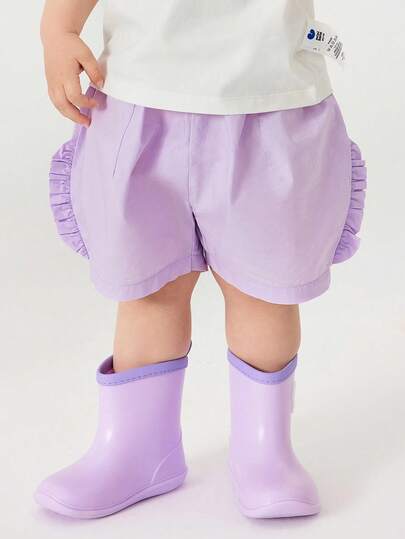 mini bala 女童碎花短裤，荷叶边下摆 - 透气柔软棉质 - 俏皮夏日风格