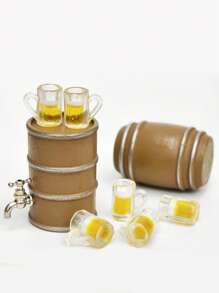 1:12 Dollhouse Accessory - Wooden Beer Barrel/Wine Barrel Set With Bucket Top, Mini Wine Glass/Beer Glass, Mini Wooden Beer Sign, DIY And Decorate Your Own Perfect Project!
