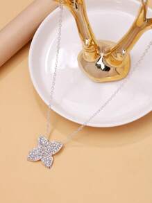 1 Stück Blüten Anhänger Halskette, einfache Strass Choker Halskette, minimalistisches Modeaccessoire für Frauen