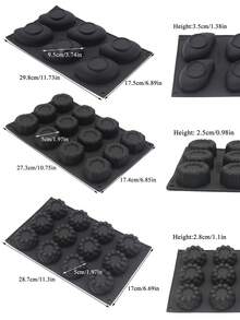 1 Khuôn silicon làm bánh pudding thạch tròn nhỏ, dụng cụ làm bánh brownie phủ xoài mâm xôi kiểu Pháp, khuôn làm bánh vỏ sò Madeleine chịu nhiệt, khuôn nến nhựa xà phòng thủ công tự làm - Nhiều màu - Xem 3