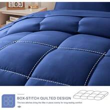 Newspin Queen Bed In A Bag 8 Pieces Comforter Set, Black All Season Bed Set, Queen Bedding Sets With Comforter And Sheets, Pillow Shams, Flat Sheet, Fitted Sheet, Pillowcases And Bed Skirt - 藍色 - 方形 - 查看 7