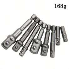 8pcs/Set Electric Socket Wrench Adapter With Beads, Square Head 1/2 1/4 3/8 Hex Handle Socket AD Connecting Rod