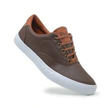 Men's Polo Boxster Casual Sneakers Lace-Up Sneakers Flat Sole Round Toe Casual Dress Shoes - 咖啡棕 - 查看 1
