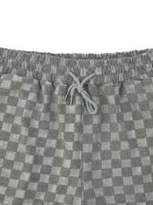 Summer Lazy Style Half-Sleeved Pullover T-Shirt And Straight Shorts Suit Fashion Plaid Loose Soft And Comfortable Men's Clothing All Over Print Summer Loose Contrast Binding  Pocket